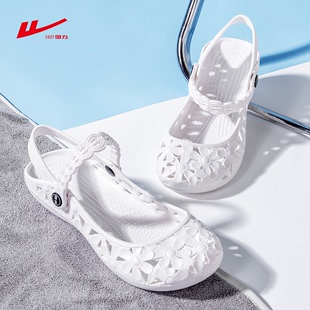 女护士鞋 回力凉鞋 透气软底白色时尚 平底鞋 包头镂空低跟扣带 小白鞋