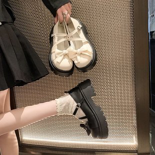 日系可爱lolita鞋 玛丽珍女鞋 lo鞋 子小皮鞋 女2024新款 蝴蝶结JK单鞋