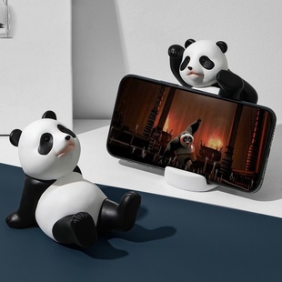 可爱创意熊猫手机支架小摆件桌面家用iPad平板支撑装 饰品送人礼物