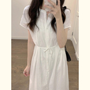高级感白色衬衫 连衣裙女夏季 收腰显瘦温柔气质长裙 新款 小个子法式