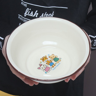 欧丽家珐琅釉搪瓷碗老式 怀旧碗特厚卡通菜盆汤碗面碗泡面碗餐厅