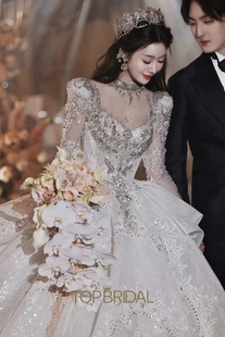 欧姿新娘饰品气质公主冠白纱仪式 婚礼跟妆样片皇冠耳环套装