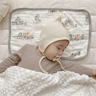 婴儿枕巾竹棉纱布新生儿枕头云片枕A类宝宝平枕防吐奶吸汗透气