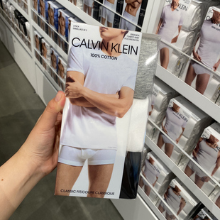 Calvin 男士 3件装 1盒 Klein 休闲纯棉纯色打底衫 短袖 背心T恤