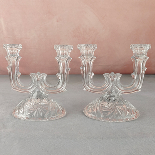 西洋古董收藏花瓶 法国手工制作水晶烛台 饰蜡台摆件 欧式 家居装
