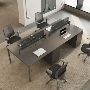 中特办公桌椅组合简约办公家具4 6黑色职员桌办公室屏风员工位桌