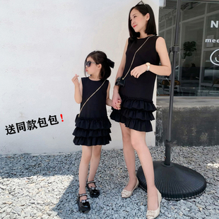 亲子装 不一样 母女装 裙子韩国童装 赫本风连衣裙潮 2023夏洋气时尚