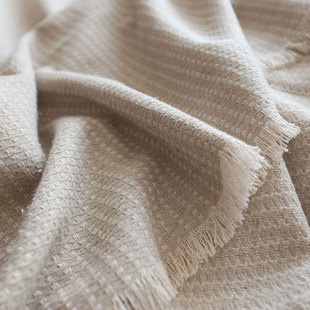 工厂研发自然侘寂风高级肌理感麻棉提花盖毯沙发巾空调休闲毯子