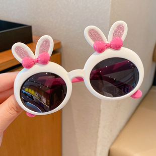 小兔卡通硅胶墨镜女童可爱防紫外线太阳镜儿童遮光不伤眼防晒眼镜