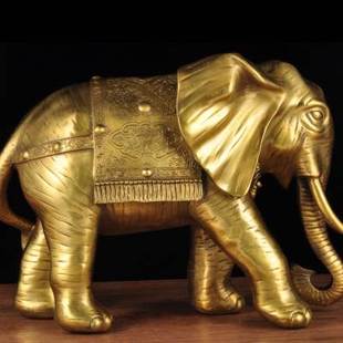 铜大象摆件一对招财工艺品乔迁开业礼品办公室桌客厅酒柜家居装 饰