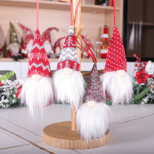 圣诞节装 饰无脸老人红色圣诞挂件毛毡圣诞树挂件圣诞礼物吊件