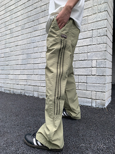 夏季 潮流多巴胺长裤 07QWER 薄款 透气休闲裤 条纹宽松直筒阔腿裤
