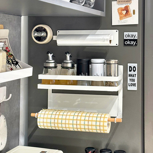 磁吸冰箱置物架侧收纳免打孔外侧面壁挂式 厨房调料纸巾多功能架子