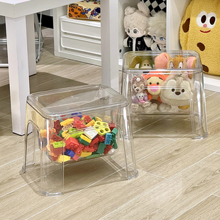毛绒娃娃收纳凳高颜值透明玩具收纳椅可坐式 储物凳家用宝宝小凳子