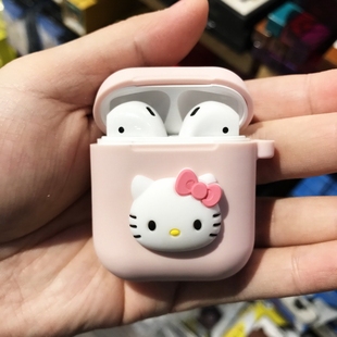 可爱凯蒂猫卡通适用苹果AirPods1 2代蓝牙耳机充电盒仓硅胶保护套