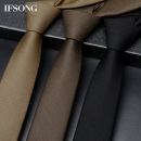 棕色韩版 领带男正装 手打领带高档商务潮流 窄细小6cm黑色懒人西装