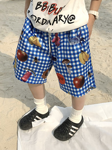 格子水果满印五分短裤 期望Studio美式 沙滩裤 男女夏季 透气速干薄款