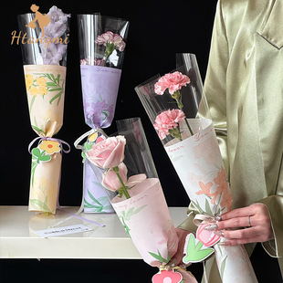 母亲节新款 单支小花束包装 纸 材料康乃馨大飞燕包花纸鲜花花束包装