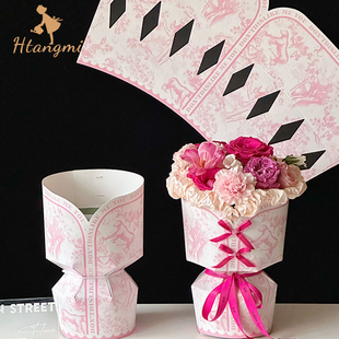 母亲节新款 旗袍美人一体式 材料 定型片花束壳免包装 包花纸鲜花包装