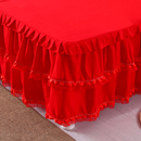 夏季 结婚喜庆大红色公主蕾丝床裙三件套单件床罩床套1.5m1.8m2米