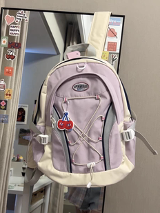 韩版 初高中学生女双肩包通勤大容量潮牌书包校园小众旅行撞色背包