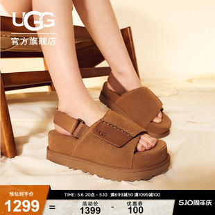 新款 UGG夏季 面束带凉鞋 女士休闲舒适厚底纯色露趾可调式 1152652 鞋