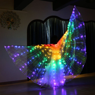 LED发光蝴蝶彩色翅膀五彩色跳舞表演演出发光道具荧光肚皮舞披风