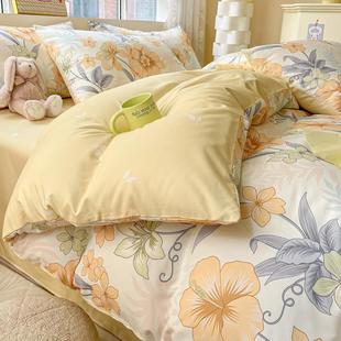 小清新花卉全棉100支床上四件套床品被套被罩床单三件套女床笠