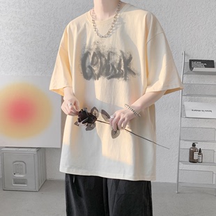T恤男夏季 300G重磅纯棉短袖 情侣体恤大码 印花打底衫 潮流 圆领半袖