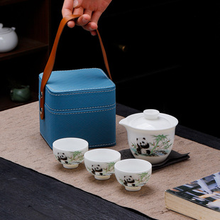 户外露营便携式 旅行茶具熊猫陶瓷快客杯公司新年年会活动伴手礼品