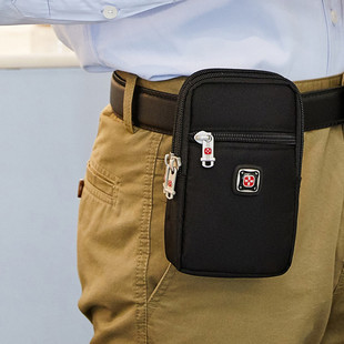 瑞士****手机腰包男穿皮带6寸7寸6.5寸手机包运动休闲帆布腰带包