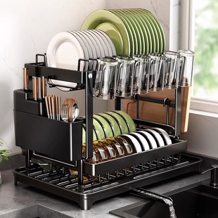 厨房置物架碗碟碗盘收纳盒沥水架家用多功能放碗盘碗筷水杯收纳架