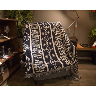 几何复古沙发毯超大号床盖毯北欧风挂毯午睡装 饰毯地毯休闲文艺术
