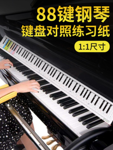 钢琴键盘纸88键钢琴键盘对照五线谱表图键盘图钢琴练琴键盘纸