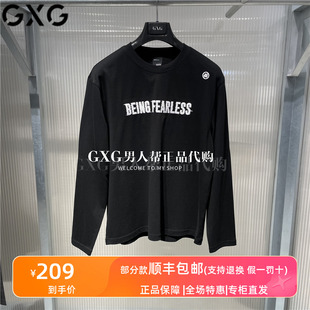 专柜正品 GXG男装 黑色休闲圆领长袖 2023秋季 T恤棉GEX13413253 新款
