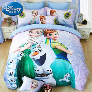 迪士尼卡通公主风纯棉四件套全棉儿童床上用品被套床单三件套女孩