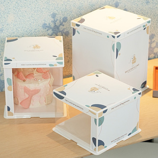 半透明生日蛋糕盒子包装 盒6 12寸单双层加高整箱可定制logo