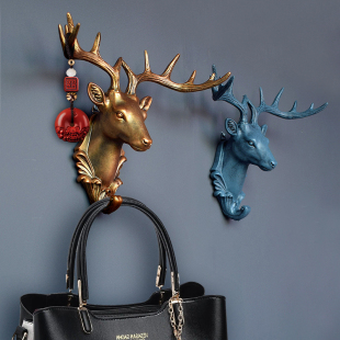 墙面创意装 饰鹿挂钩客厅门后钥匙衣帽钩玄关卧室墙壁动物挂件个性