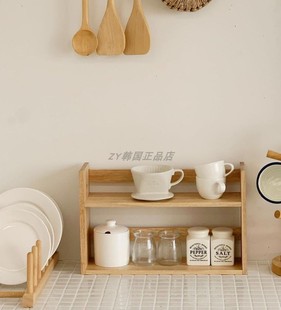 韩国代购 饰储物 厨房台面调味料收纳置物架木质多用途香水香薰装