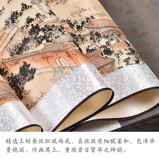新品 中国风北京特色手工艺品丝绸画卷轴挂画外事出国小礼品送老外