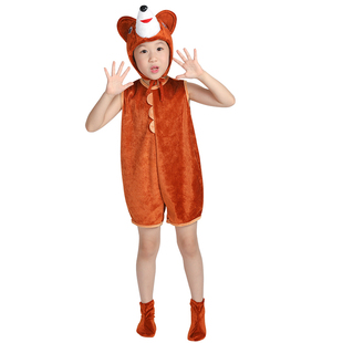 六一儿童小熊演出服幼儿园话剧表演服狗熊夏季 连体衣 卡通动物无袖