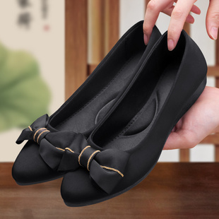 女新款 老北京布鞋 一脚蹬黑色舒适轻便女士工作鞋 正品 子 浅口豆豆鞋