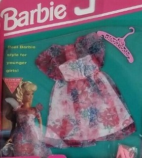 Fashion Barbie 印花连衣裙 Dress 90年代配件 芭比娃娃粉红时尚
