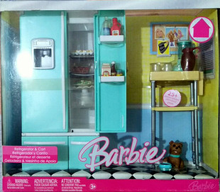 Refrigerator 冰箱家具配件 Barbie Cart 芭比娃娃 宠物狗狗 厨房