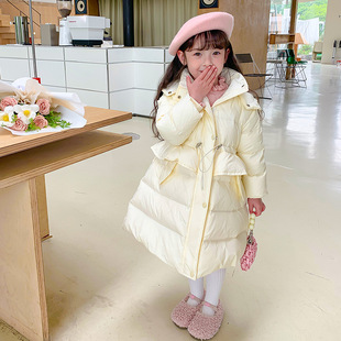 羽绒服2023新款 女童韩版 宝宝衣服冬季 洋气中长款 外套 加厚儿童冬装