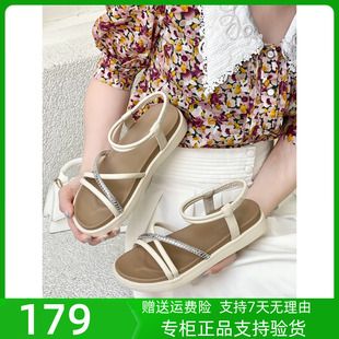 2024夏季 戈美其商场同款 女鞋 新款 软底舒适百搭一字带平底凉鞋