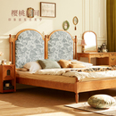 樱桃房间仲夏夜床复古软包全实木床法式 1米8双人床1.5米布艺大床