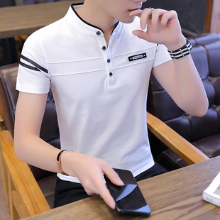 新款 男士 t恤夏季 夏装 短袖 立领衣服韩版 纯色体恤男装 潮流POLO衫