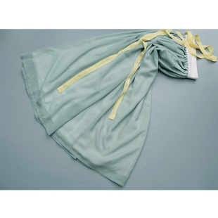 宋制汉服 日常撞色半身裙灰绿艾绿色系 齐腰纯色褶裙可定制 一片式