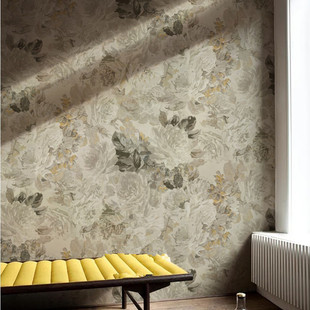 法式 客厅壁画卧室床头沙发背景墙纸北欧壁布 复古做旧玫瑰壁纸美式